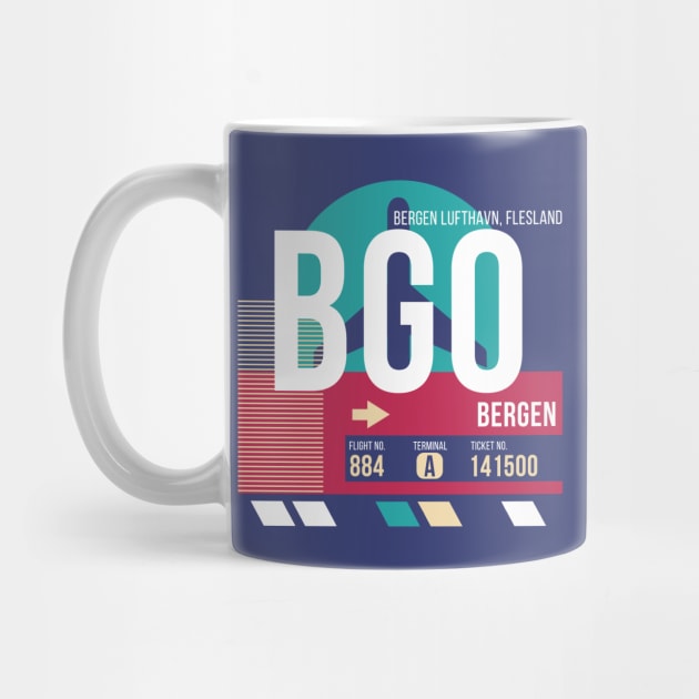 Bergen, Norway (BGO) Airport Code Baggage Tag E by SLAG_Creative